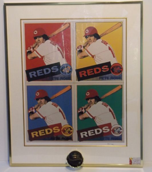 Andy Warhol Pete Rose Silkscreen Print and Signed Baseball